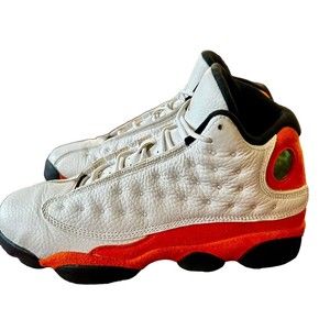 Jordan White and Orange Sneakers with Quilted Leather